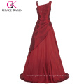 Grace Karin Fashion Mulheres elegantes tafetá Long Evening Dresses Borgonha CL6078